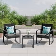 thumbnail image 1 of JORVIMAX Patio Conversation Set Outdoor Furniture Set Porch Bistro Set Rocking Chairs With Coffee Table Black, 1 of 7