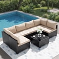 thumbnail image 1 of JORVIMAX Patio Furniture Sets 7 Pieces Outdoor Conversation Set All Weather Modular Sectional Sofa Wicker Rattan Sofa With Beige Cushion, 1 of 7