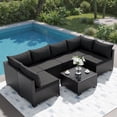 thumbnail image 1 of JORVIMAX Patio Furniture Sets 7 Pieces Outdoor Conversation Set All Weather Modular Sectional Sofa Wicker Rattan Sofa With Black Cushion, 1 of 7