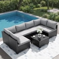 thumbnail image 1 of JORVIMAX Patio Furniture Sets 7 Pieces Outdoor Conversation Set All Weather Modular Sectional Sofa Wicker Rattan Sofa With Light Gray Cushion, 1 of 7