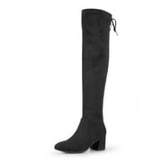 JORYA Women's Over the Knee Boots Block Heel Black Boots