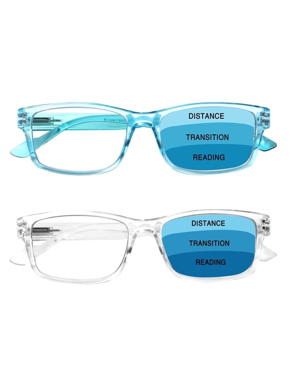 2 Pack Progressive Multifocal Reading Glasses Men Women Blue Light Blocking Reader