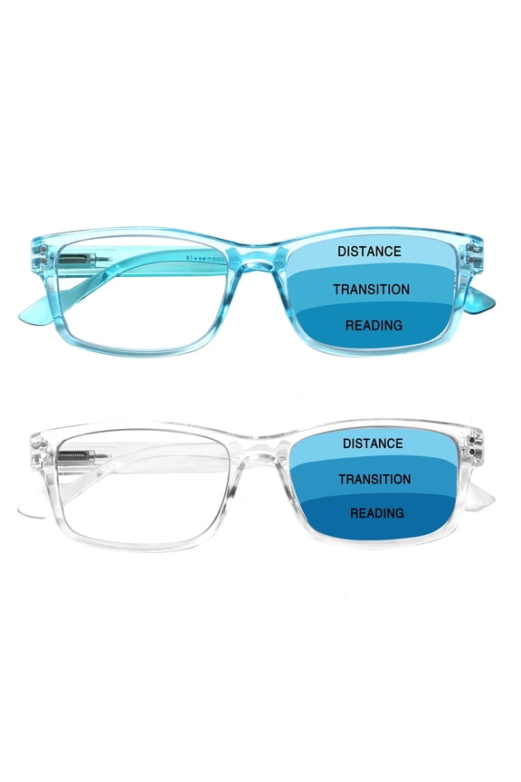 2 Pack Progressive Multifocal Reading Glasses Men Women Blue Light Blocking Reader