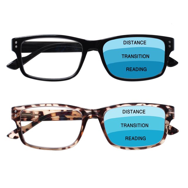 JOSCHOO 2 Pack Progressive Multifocal Reading Glasses Men Women Blue Light Blocking Reader