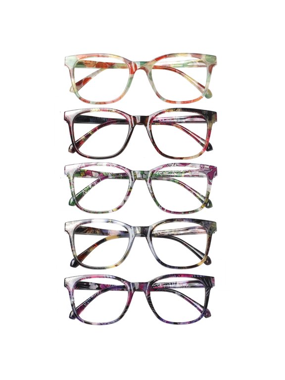 5 Pack Reading Glasses for Women Blue Light Blocking Eyeglasses+150