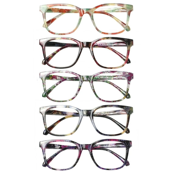 JOSCHOO 5 Pack Reading Glasses for Women Blue Light Blocking Spring Hinge Ladies Eyeglasses