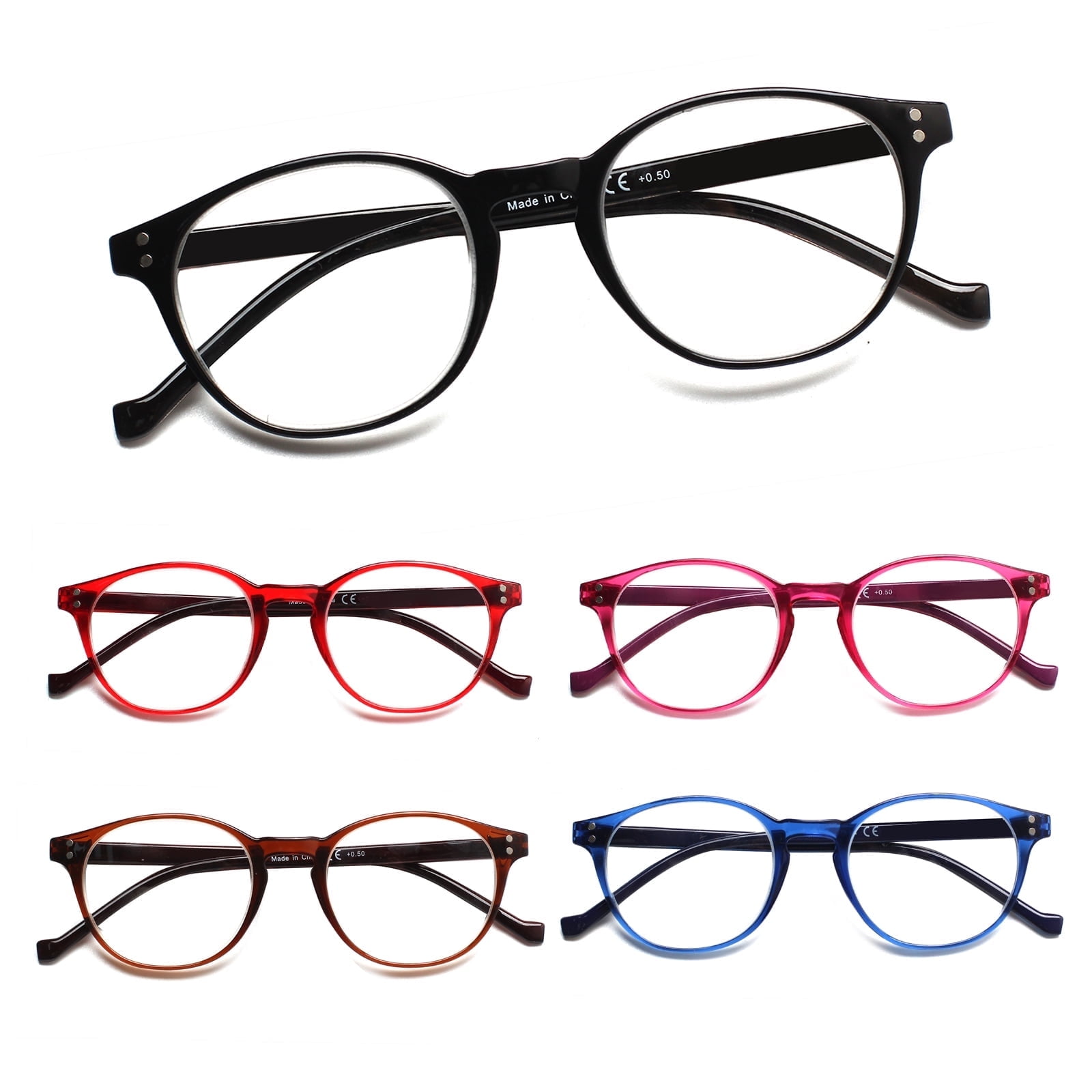 JOSCHOO Reading Glasses 5 Pack Classic Colorful Women Reader+275