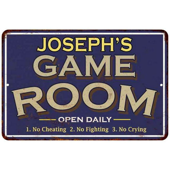 JOSEPH'S Blue Game Room Sign Metal 16 x 24 Matte Finish Metal 116240002234