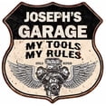 thumbnail image 1 of JOSEPH'S Garage My Tools My Rules V8 Wings 12x12 Metal Sign 211110026012, 1 of 1