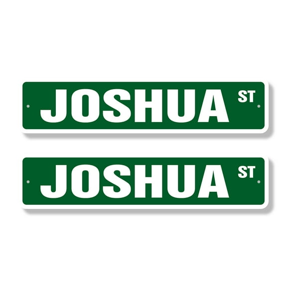 JOSHUA Classic Street Sign (2 Pack) Childrens Name Room Sign Road Sign | 4" X 18" Plastic Address Sign
