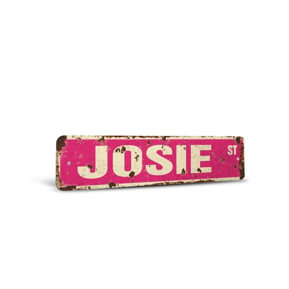 JOSIE Vintage Style Rustic Street Sign – Childrens Name Room Sign Retro Decorative Wall Sign for Home, Bar, Garage, or Outdoor Use | 6" X 24" Plastic Road Sign