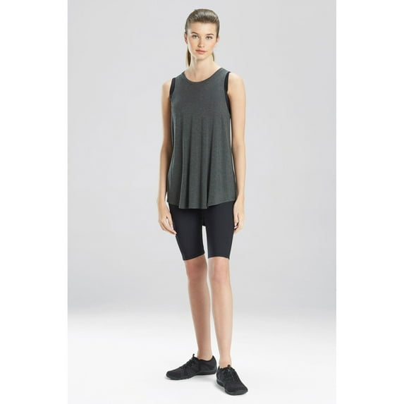 JOSIE Womens Gray Stretch Heather Sleeveless Crew Neck Active Wear Tank Top M