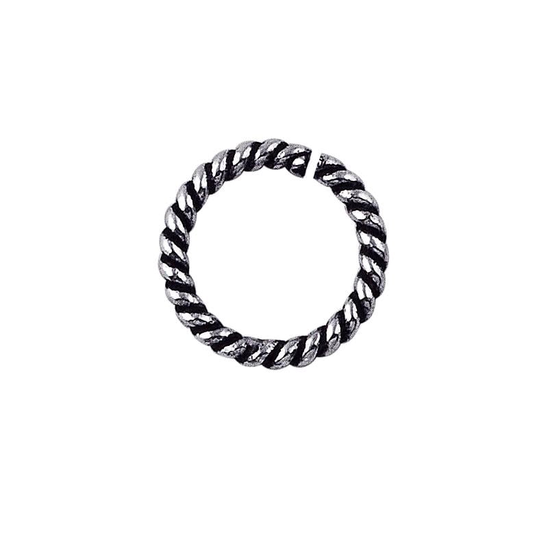 JOSS-102-6MM Sterling Silver Open Jump Ring Twisted Oxidised