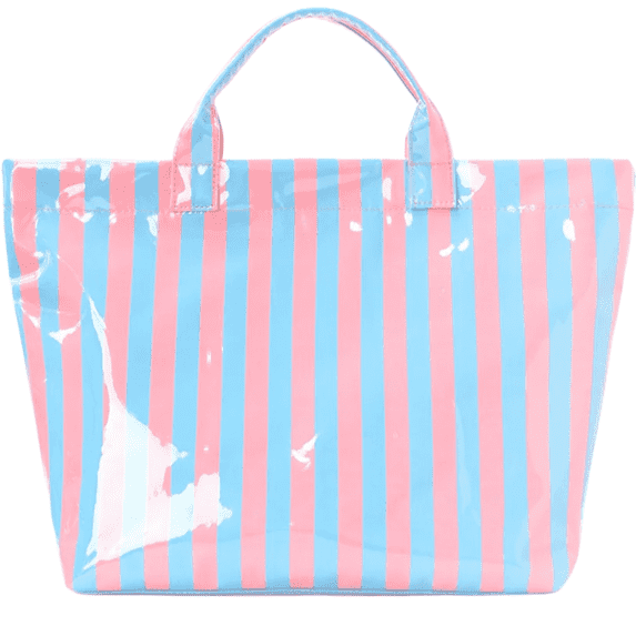 JOSSLYN Large Striped Tote Bags 16.5x12.5in Work Totes Plaid Pool Handbag - Sky Blue