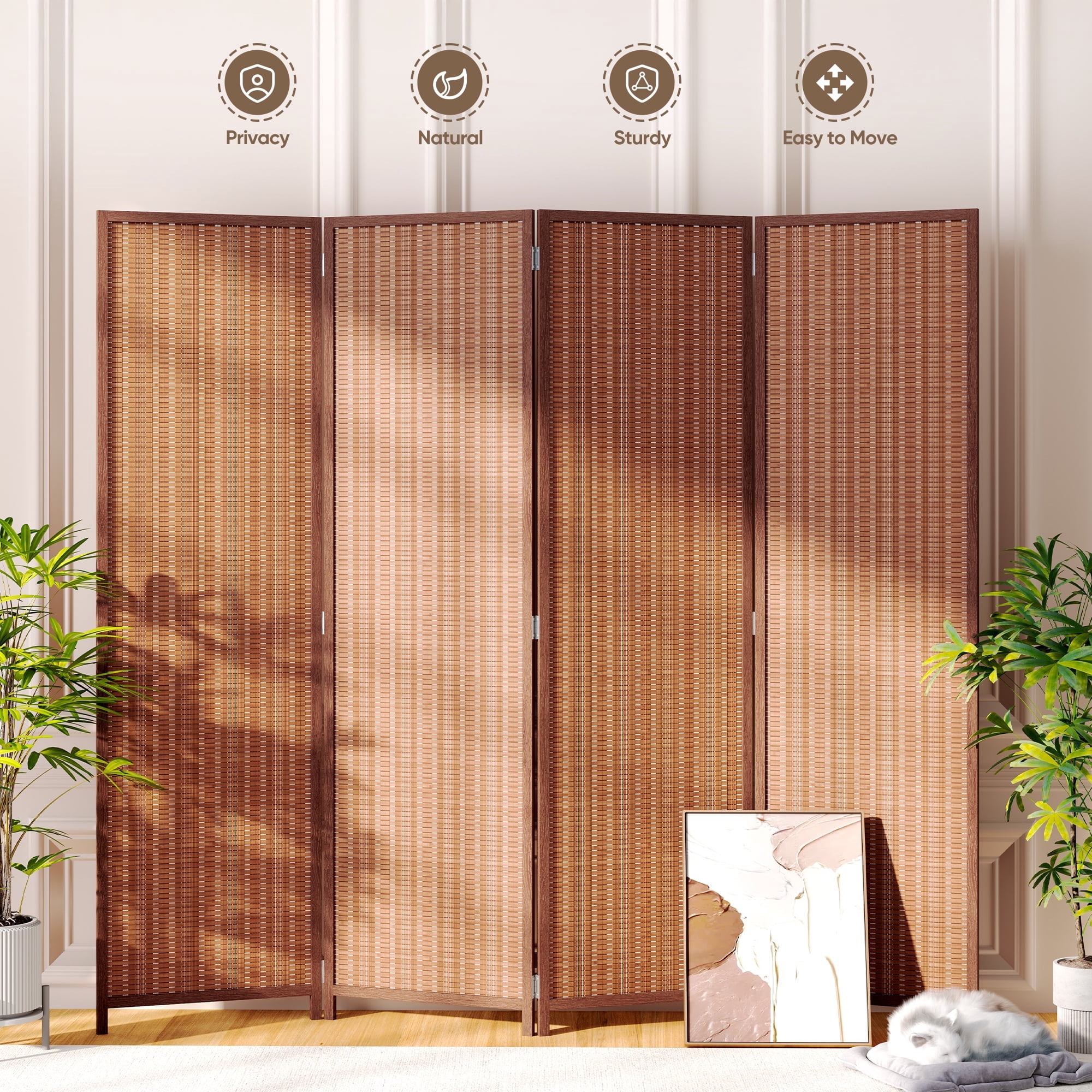 Jostyle 4/6 Panel Room Divider Privacy Screen with Storage Shelves Foldable