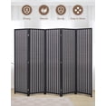 thumbnail image 1 of JOSTYLE 5-Panel Room Divider Folding Privacy Screen Divider for Room Separation with Natural Bamboo Pinewood Frame Black, 1 of 9