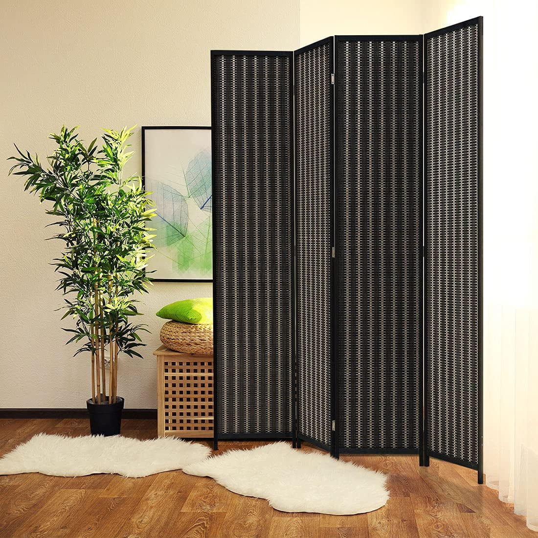 JOSTYLE Room Divider Folding Privacy Screen 4 Panel Room Dividers 6 ft JOSTYLE Room Divider Folding Privacy Screen 4 Panel Room Dividers 6 ft