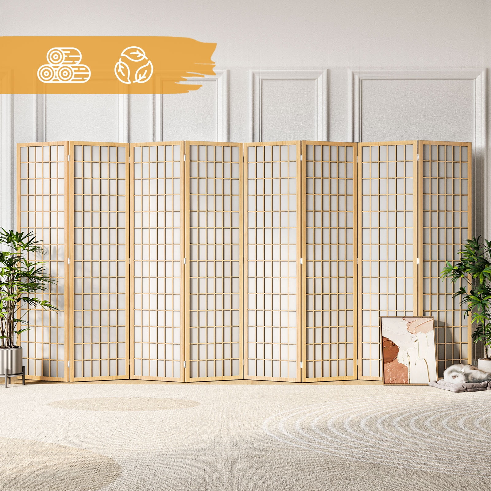 Paravento Giapponese Shoji Oriental Furniture – 5 Ante In Noce – Divisorio Per Ambienti 4 Piedi (122 Cm)