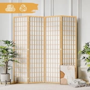 JOSTYLE Room Divider Wall 4 Panel, Folding Privacy Screen for Room Separation, Shoji Screen Japanese Style Room Divider Screen, 5.9 Ft, Natural