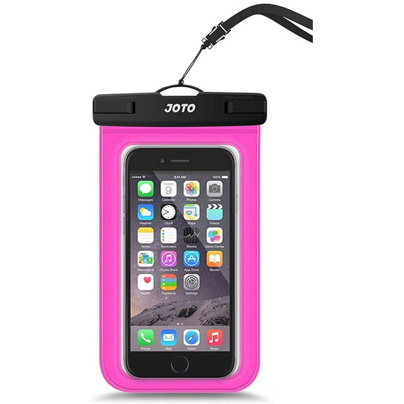JOTO Waterproof PVC Wallet Cell Phone Case with Neck Strap for Apple, Magenta