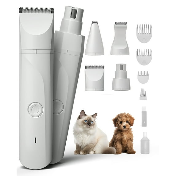 JOTUT Dog Groom Clippers Low Noise Dog Grooming Kit Home Pet Hair Shaver with 4 Replacebale Blade Cordless Dog Paw Trimmer Electric Nail Grinder for Small Dog&Cat