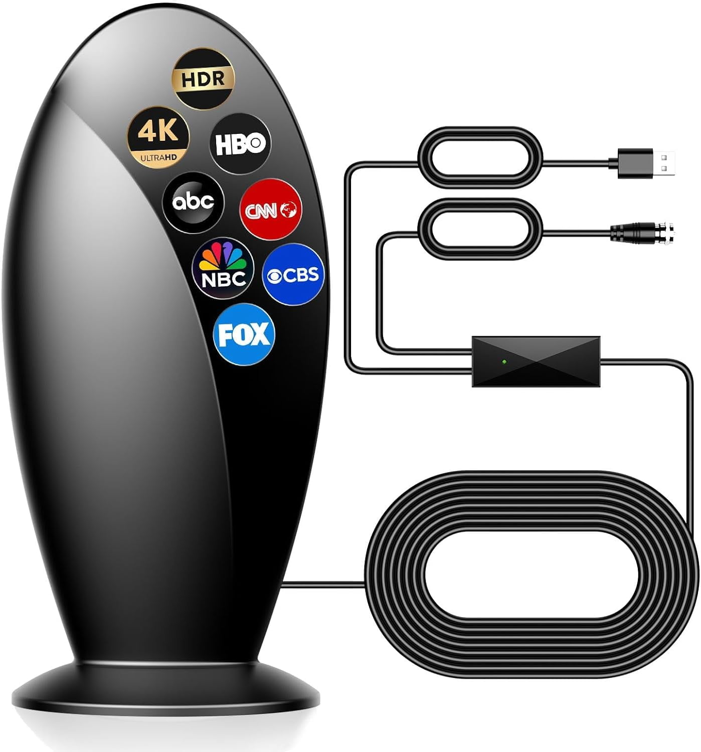 JOUALY 2024 Upgraded TV Antenna for Smart TV Indoor, 350+Miles Long-Range Reception, Digital Antenna for Support for Smart TV Local 4K 1080p Channels and All Type Television-18FT Cable
