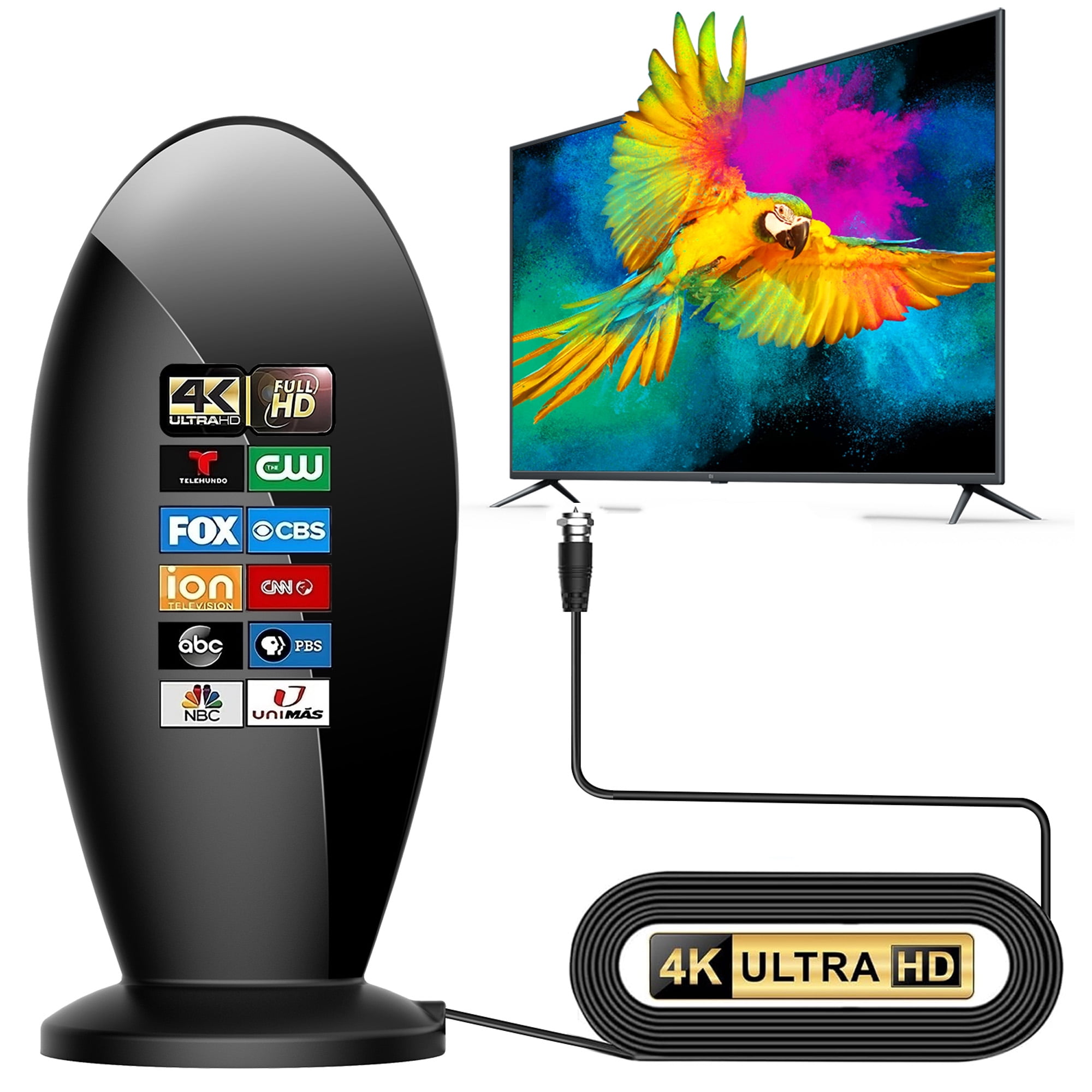 JOUALY 2024 Upgraded TV Antenna for Smart TV Indoor, 350+Miles Long-Range Reception, Digital Antenna for Support for Smart TV Local 4K 1080p Channels and All Type Television-18FT Cable