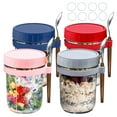 thumbnail image 1 of JOUALY 4Pack/16oz Overnight Oats Containers with Lids and Spoons,Glass Mason Jars with Measurement Marks, Airtight Oatmeal Container for Yogurt, Milk, Salad, Fruit, Cereal On The Go Container, 1 of 7