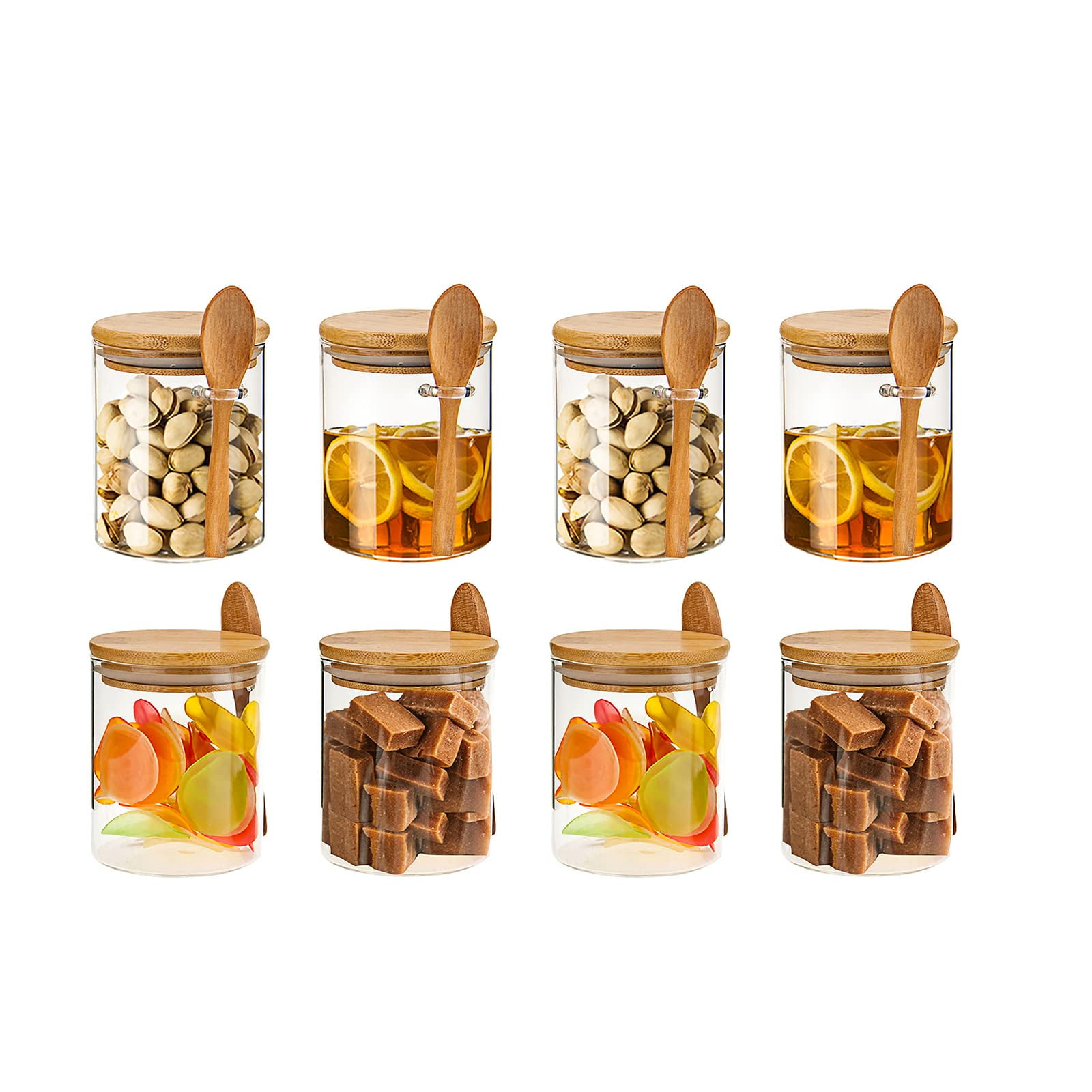 JOUALY 8-Pack Glass Food Storage Jar 8 oz,100% Sealed Borosilicate