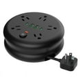thumbnail image 1 of JOUALY 9 In 1 Power Strip, Surge Protector with 5 Outlets and 4 USB Ports ,6 FT Extension Cord (2500W/10A), Wire Wound Retractable Power Strip for Home, Office, Travel, Computer Desktop,Black, 1 of 5