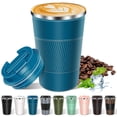 thumbnail image 1 of JOUALY Coffee Tumbler with Lid, 13Floz Leakproof Coffee Mug, Stainless Steel Vacuum Thermal Thermos, Travel Insulated Tumbler Reusable Coffee Cup for Men and Women Hot & Iced Drinks, 1 of 7
