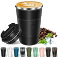 thumbnail image 1 of JOUALY Coffee Tumbler with Lid, 13Floz Leakproof Coffee Mug, Stainless Steel Vacuum Thermal Thermos, Travel Insulated Tumbler Reusable Coffee Cup for Men and Women Hot & Iced Drinks, 1 of 8