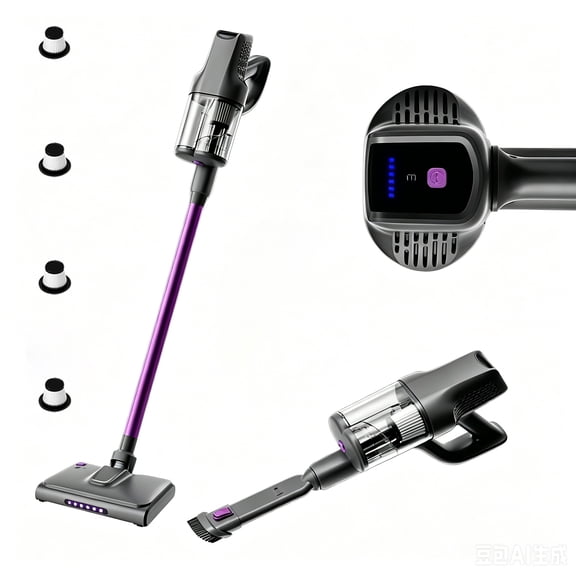 JOUALY Cordless Vacuum Cleaner, 140W Powerful 2-in-1 Handheld Stick Vacuum for Home, LCD Display, 5-Layer Filtration, LED Light, 90° Edge & 180° Swivel Head for Pet Hair, Hardwood Floor, Carpet