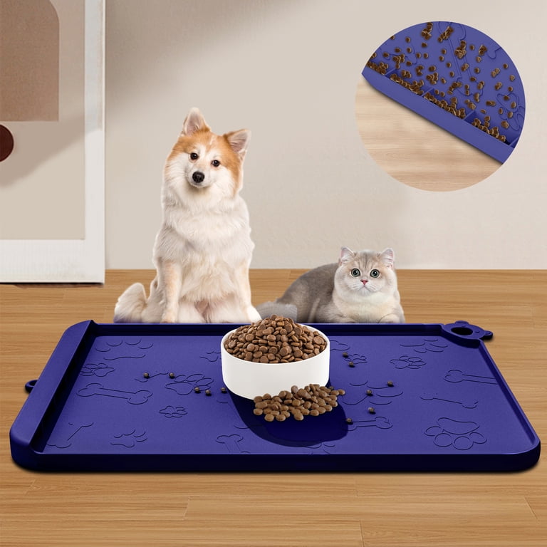 JOUALY Dog Food Mat- Silicone Pet Placemat for Food and Water 18