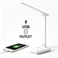 thumbnail image 1 of JOUALY Foldable LED Eye Caring Desk Lamp with 2 AC Outlets & 2 USB Charging Ports, Space Saving Table Lamp with Detachable Phone Holder, Power Strip Reading Light for Dorm Bedroom Home Office Study, 1 of 5