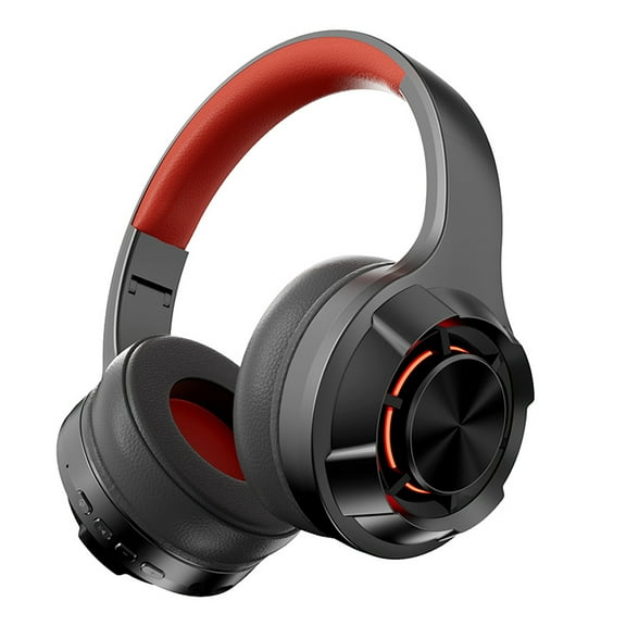 JOUALY Over-Ear Headphones with Microphone, Red