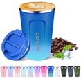 thumbnail image 1 of JOUALY Travel coffee mug 13 floz Insulated Coffee cup with lid reusable Leak proof Coffee Tumbler Stainless Steel Vacuum Gradient Colorful Thermos cup Thermal Keeps Cold and Hot for Coffee/Tea, 1 of 7