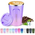 thumbnail image 1 of JOUALY Travel coffee mug 13 floz Insulated Coffee cup with lid reusable Leak proof Coffee Tumbler Stainless Steel Vacuum Gradient Colorful Thermos cup Thermal Keeps Cold and Hot for Coffee/Tea, 1 of 7