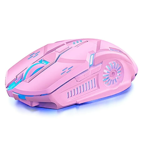 JOUALY Wireless Gaming Mouse, 2.4 GHz with USB Receiver -Chargeable Portable Silent Wireless Mouse with 4 Adjustable DPI for Laptop, Mac, MacBook, Android, PC(Pink)