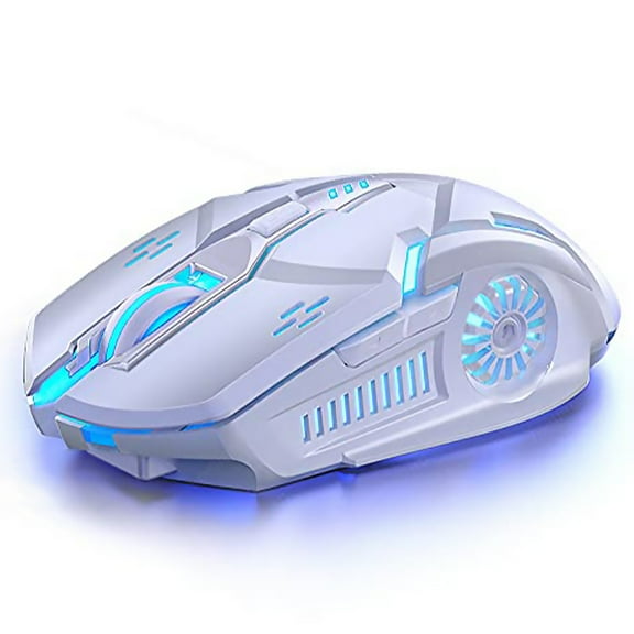 JOUALY Wireless Gaming Mouse, 2.4 GHz with USB Receiver -Chargeable Portable Silent Wireless Mouse with 4 Adjustable DPI for Laptop, Mac, MacBook, Android, PC(white)