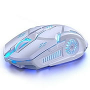 JOUALY Wireless Gaming Mouse, 2.4 GHz with USB Receiver -Chargeable Portable Silent Wireless Mouse with 4 Adjustable DPI for Laptop, Mac, MacBook, Android, PCwhite