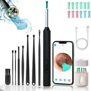 JOUALY Wirelesss Ear Wax Removal Tool, 1296P HD Earwax Cleaning Kit with 12 Earpickhead Replacement ,Portable Storage Base, Ear Pick with LED Lights, Ear Wax Removal Kit for iOS & Android
