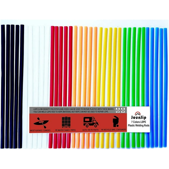 JOUNJIP LDPE Plastic Welding Rods - 7 Colors - 35 Piece