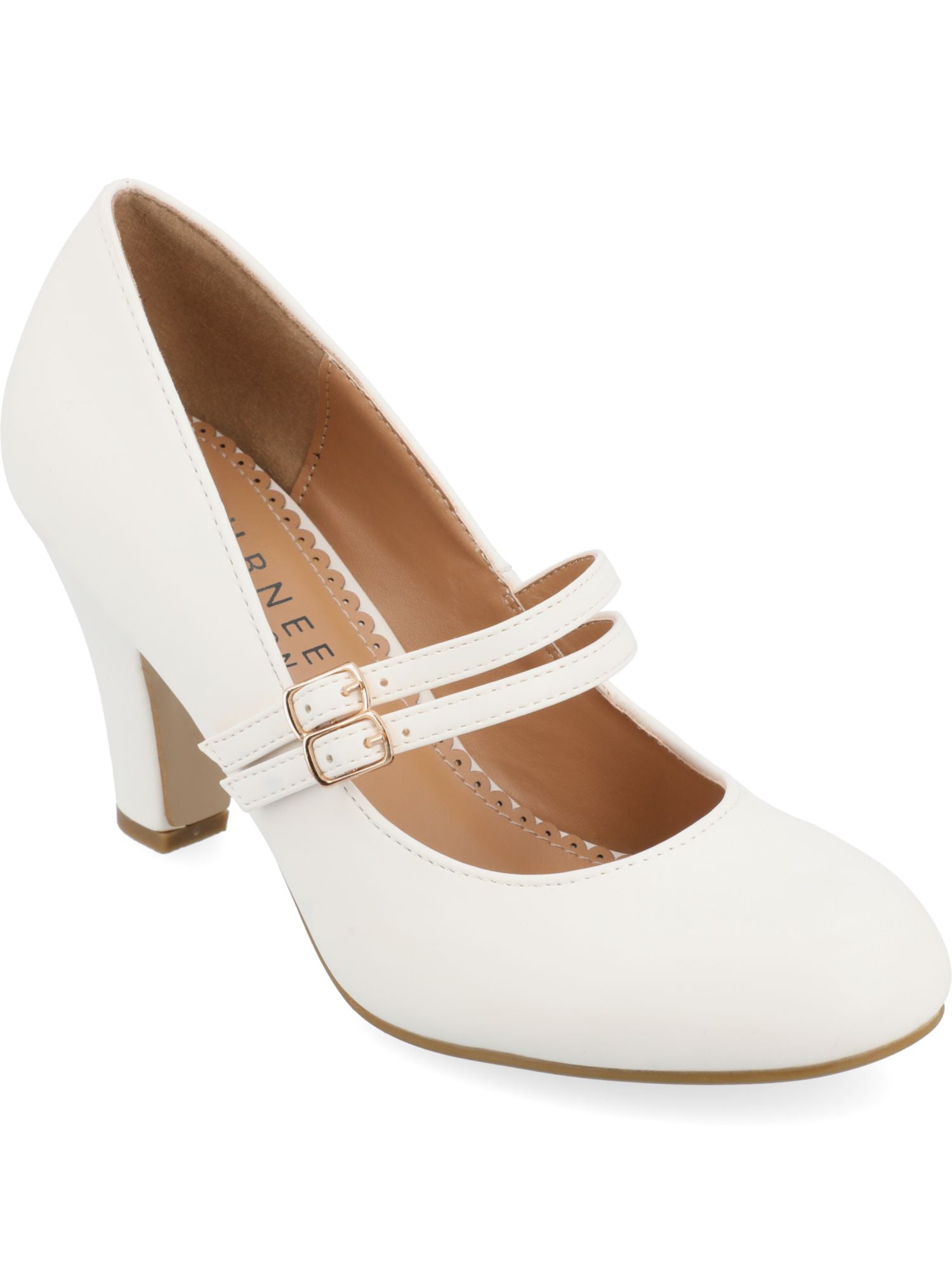 JOURNEE COLLECTION White Mary Jane Adjustable Strap Cushioned Windy