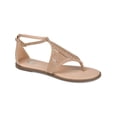 thumbnail image 1 of JOURNEE COLLECTION Womens Beige Laser Cut Half-Caged Design Cushioned Ankle Strap Niobi Round Toe Buckle Thong Sandals Shoes 8, 1 of 4