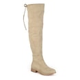 thumbnail image 1 of JOURNEE COLLECTION Womens Beige Tie Accent Ribbed Mount Round Toe Block Heel Zip-Up Heeled Boots 7.5 WC, 1 of 2