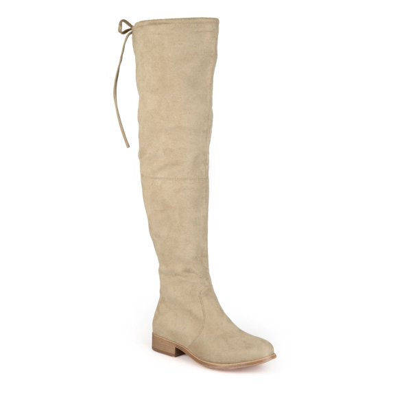 JOURNEE COLLECTION Womens Beige Tie Accent Ribbed Mount Round Toe Block Heel Zip-Up Heeled Boots 7.5 WC