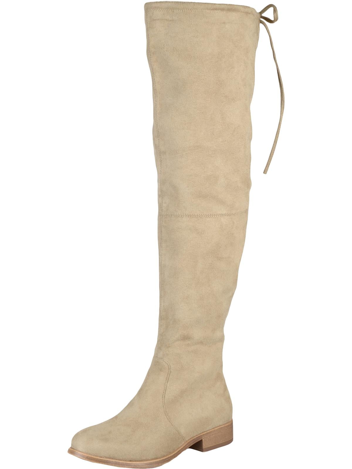 JOURNEE COLLECTION Womens Taupe Beige Padded Parker Almond Toe Wedge Zip-Up Heeled Boots
