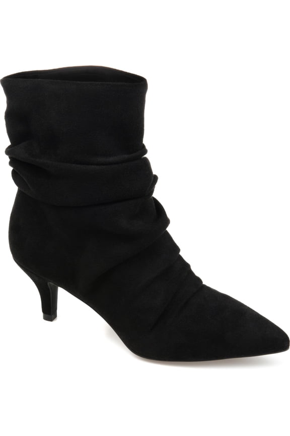COLLECTION Womens Black Comfort Jo Pointed Toe Kitten Heel Slip On Slouch Boot 9.5