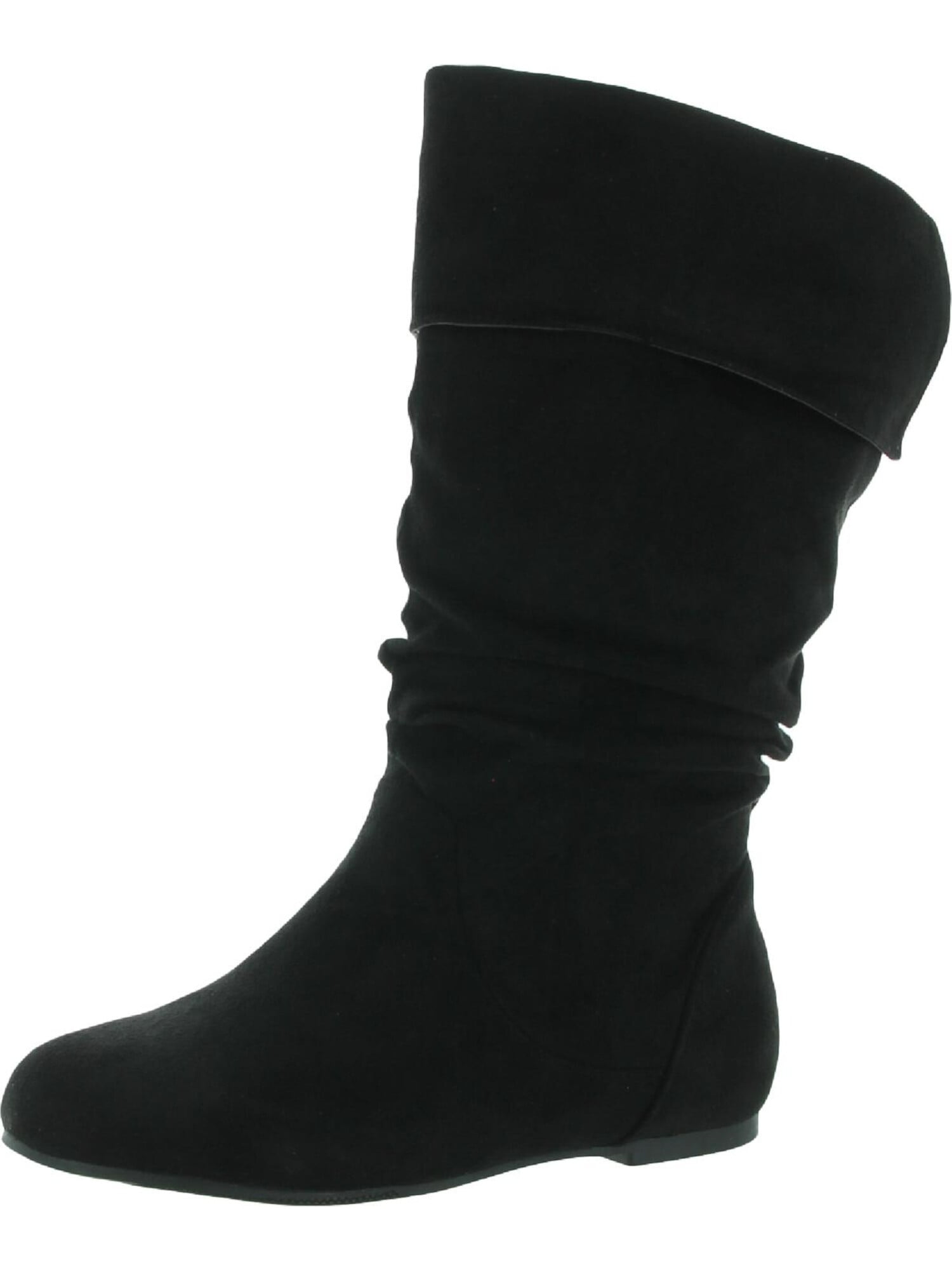 JOURNEE COLLECTION Womens Black Folded Over Look Cushioned Chely Round